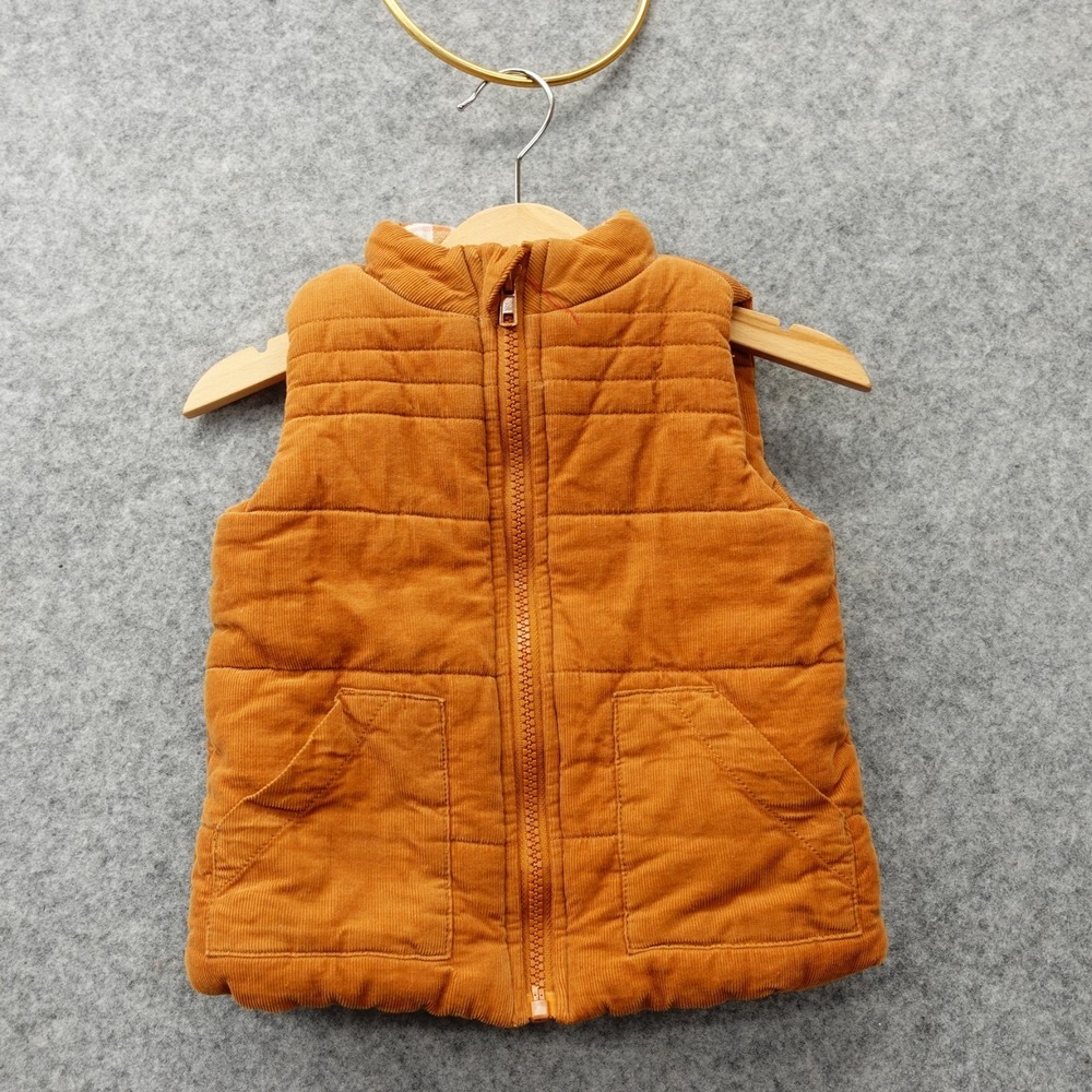 TAHARI Puffer Vest Toddlers 24M Burnt Orange Corduroy Quilted Full Zip Outdoor